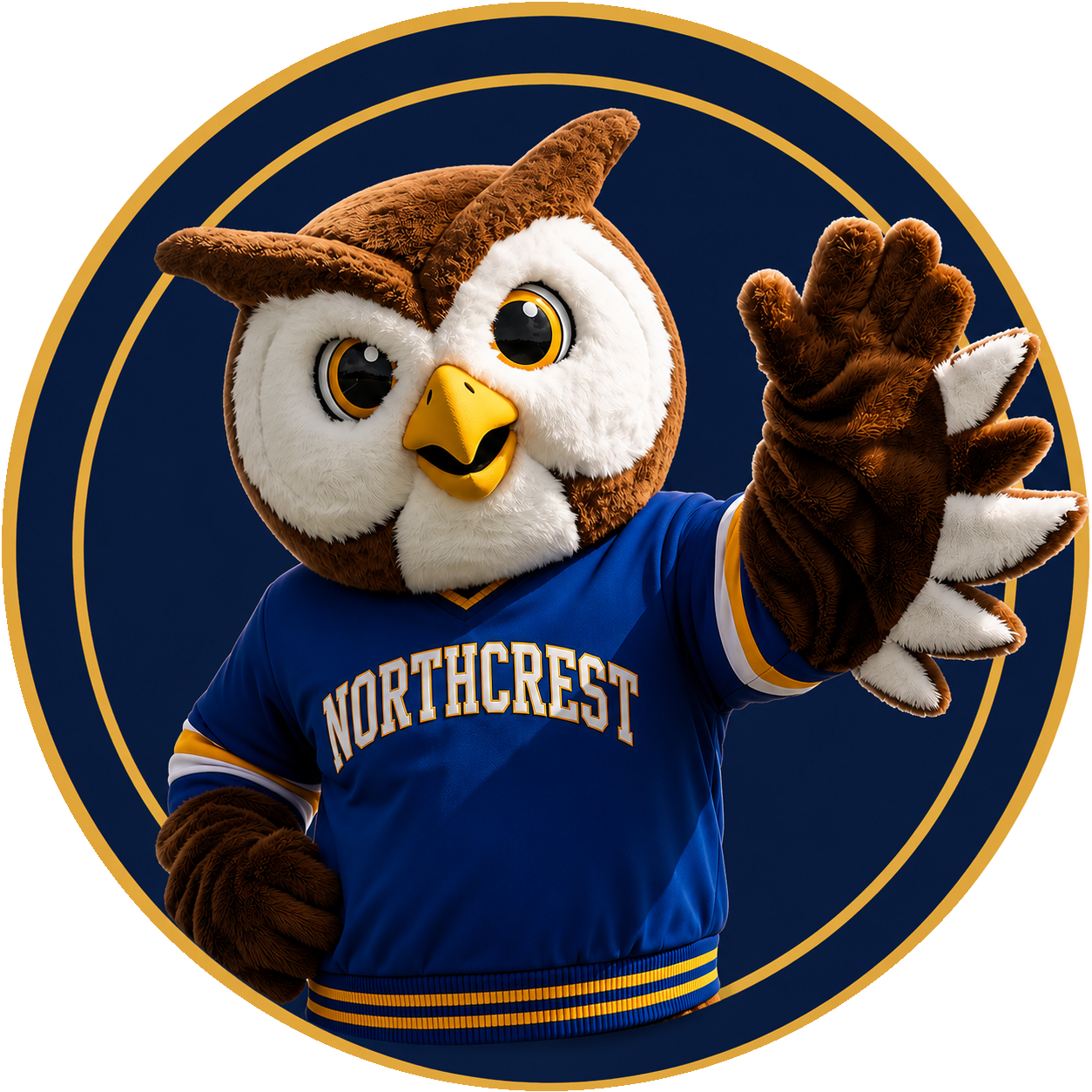 Northcrest owl mascot badge